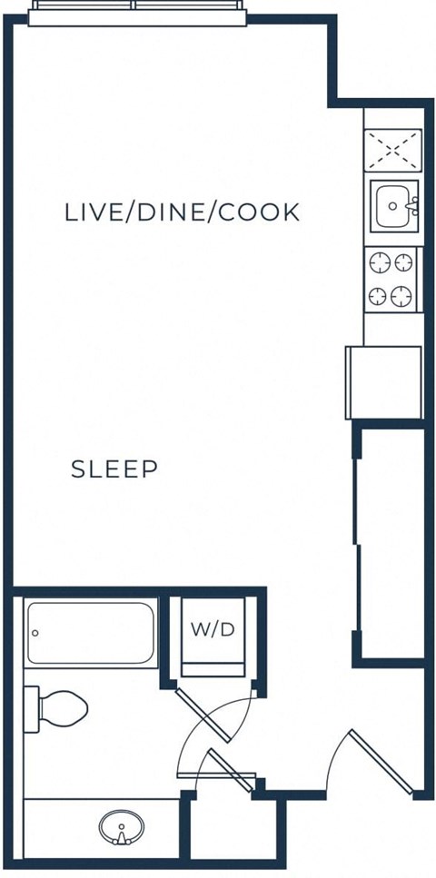 an illustration of a bedroom floor plan with a bed and a closet